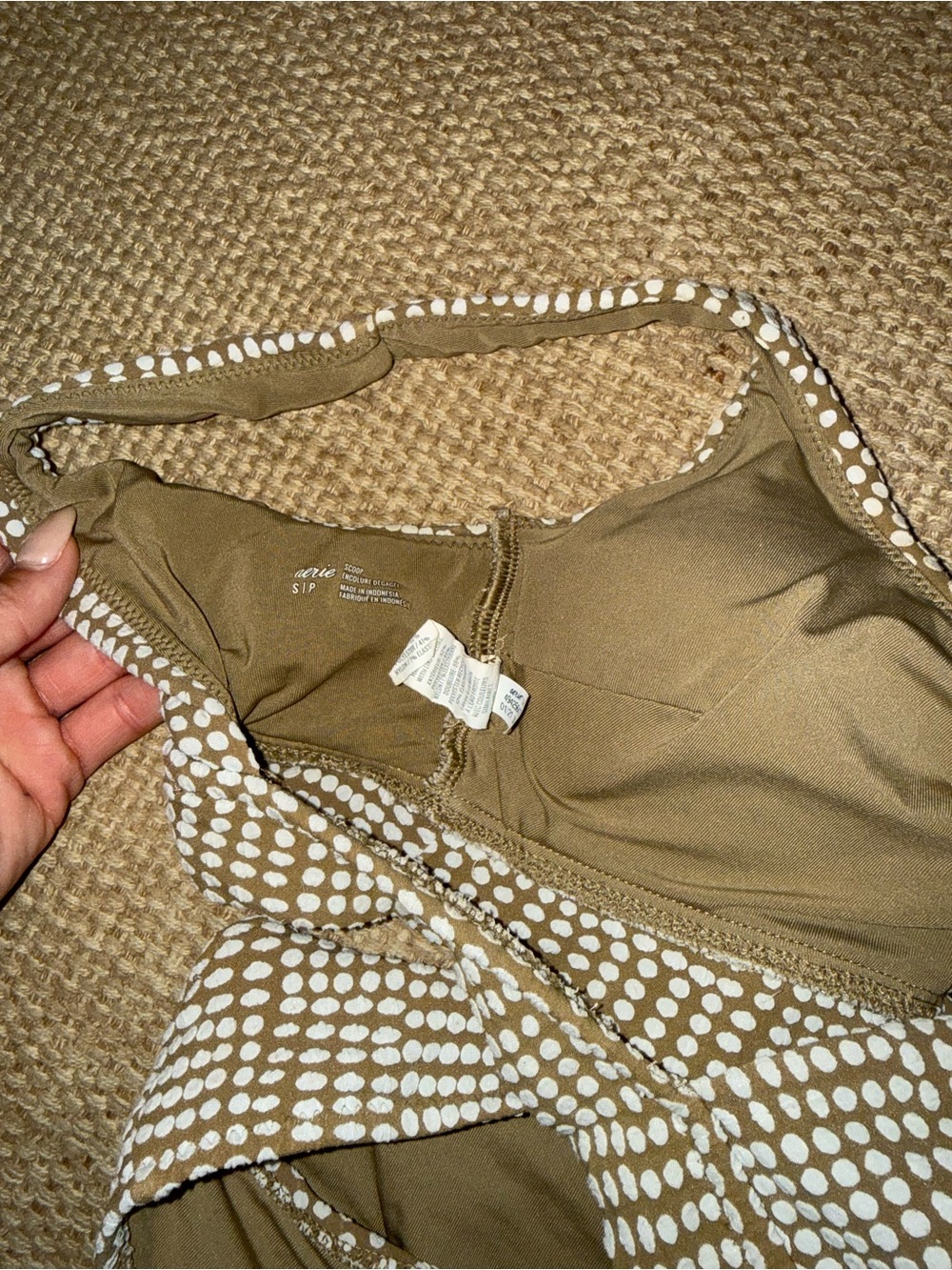 aerie Brown and White Dot Tie-Front Bikini Set - Picture 4 of 5